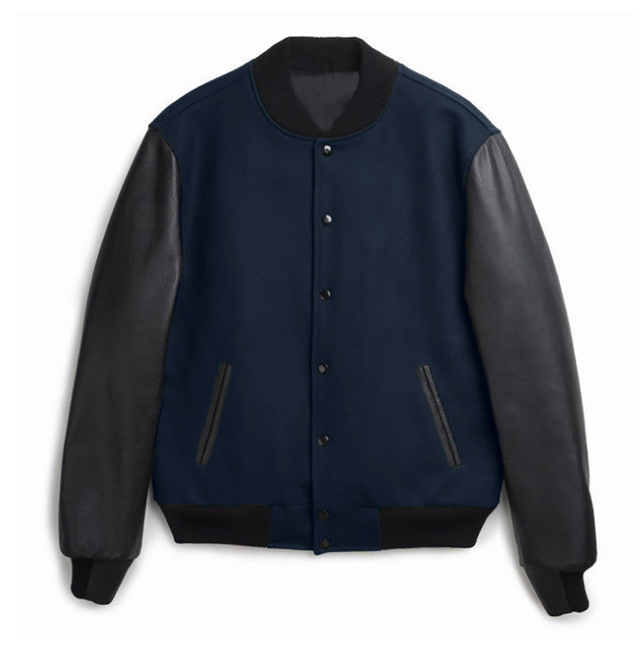 Herren sportliche Collegejacke mit Lederärmeln Drune