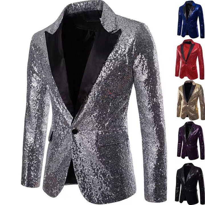 Herren schimmernder Pailletten Blazer Drune
