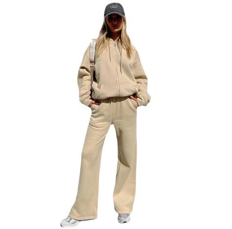 Damen Sport-Fleece-Set mit hochwertigem Reißverschluss und praktischem Taschen Drune
