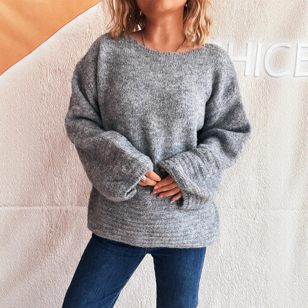Damen gemütlicher Pullover mit oversized Schnitt und strukturierter Strickart Drune