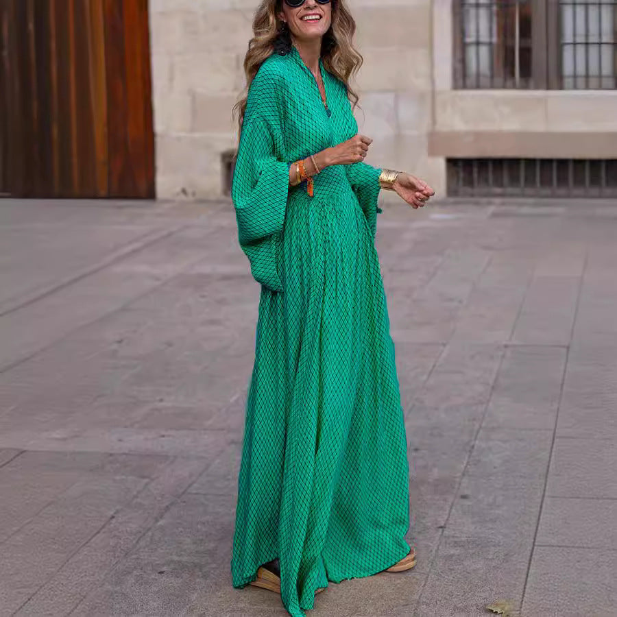 Damen Maxikleid mit elegantem Schnitt und weit ausgestellten Ärmeln Drune