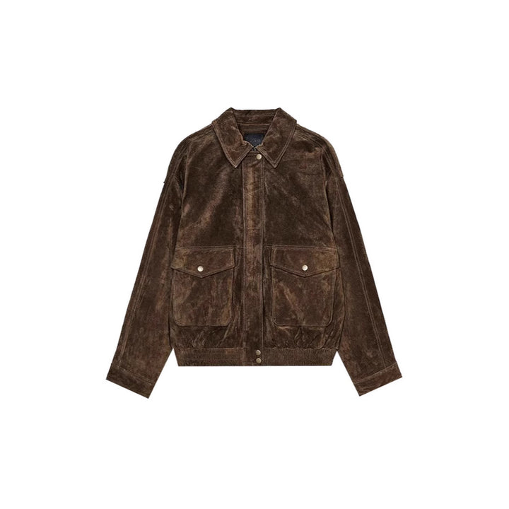Damen Lederjacke mit zwei großen Taschen und praktischem Reißverschluss Drune