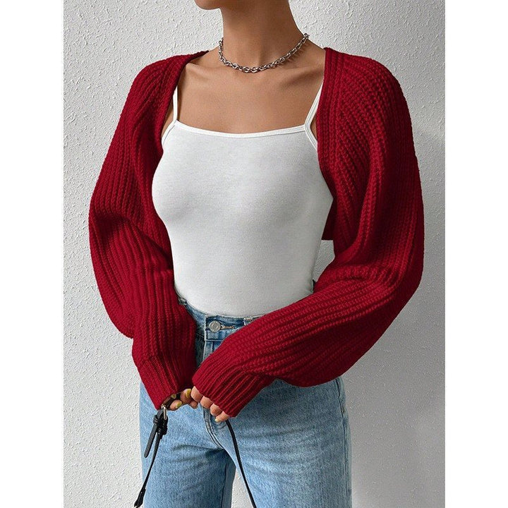 Damen lässiger Strickcardigan mit offener Front und langen Ärmeln Drune