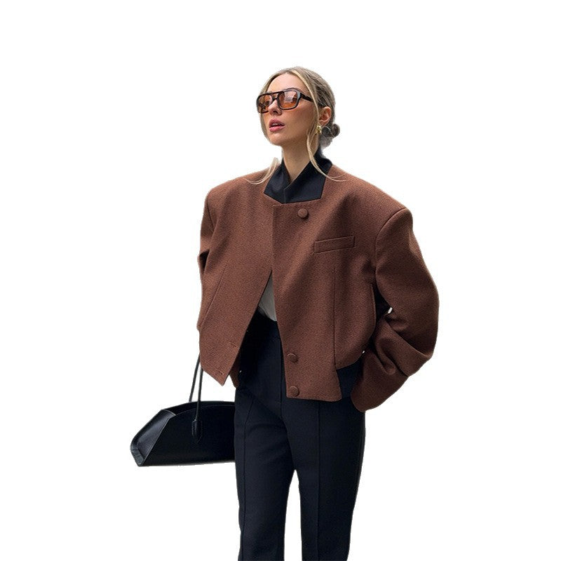 Damen Oversize Wollblazer Drune