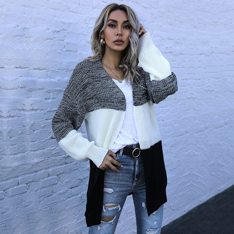 Damen Strickjacke mit modischem Blockstreifen-Design und lässigem Schnitt Drune