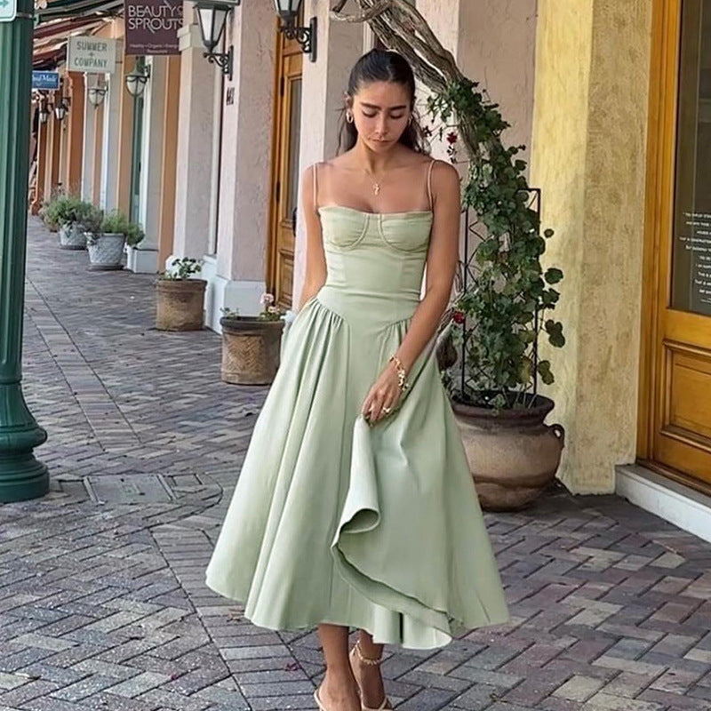 Damen Midikleid mit knöpfbarem Oberteil und schwingendem Rock Drune