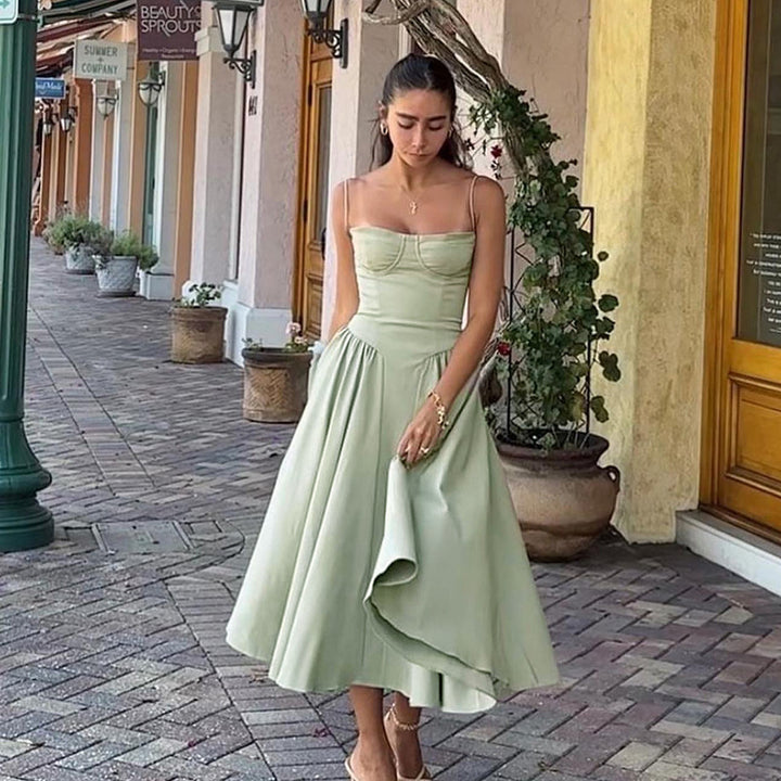 Damen Midikleid mit knöpfbarem Oberteil und schwingendem Rock Drune