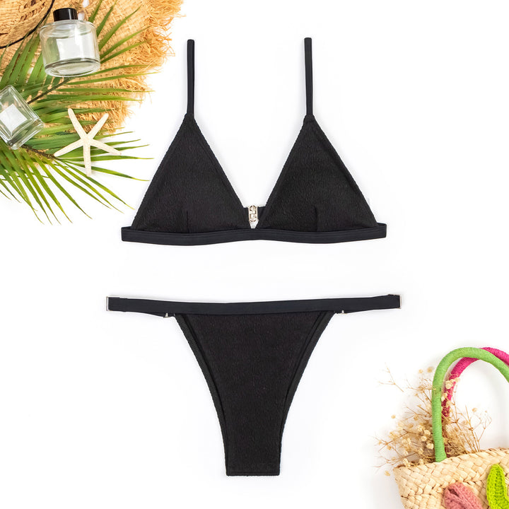 Damen Triangel-Bikini mit elegantem Textur und verstellbaren Trägern Drune