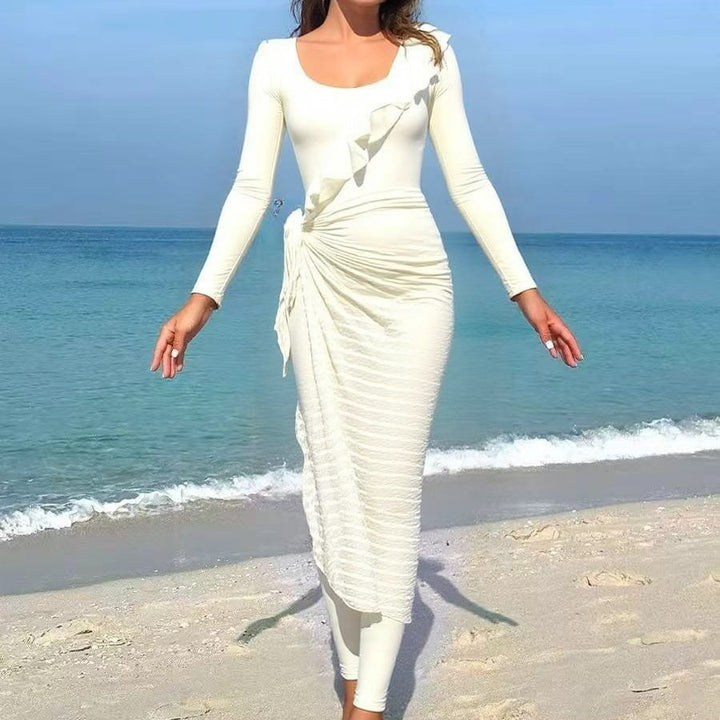 Damen Elegantes Sommerkleid mit Wickeloptik Drune