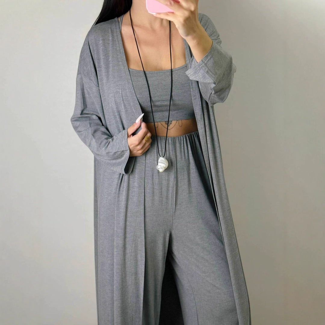 Damen gemütliches Lounge-Set mit offener Jacke Drune