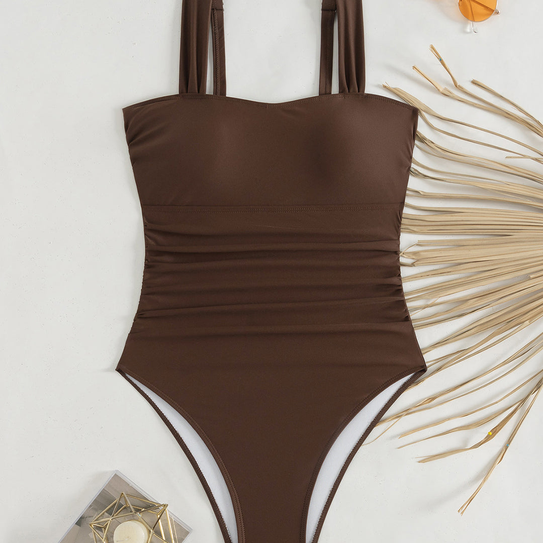 Damen Sportlicher Einteiler Badeanzug mit Rüschendetails Drune