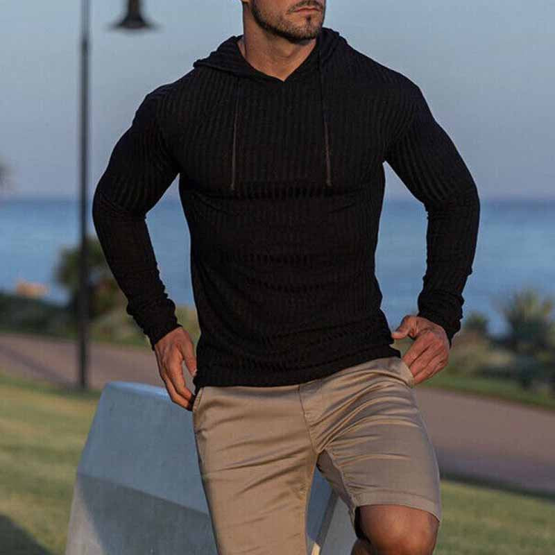 Herren Hoodie mit Rippstruktur und weitem Schnitt Drune