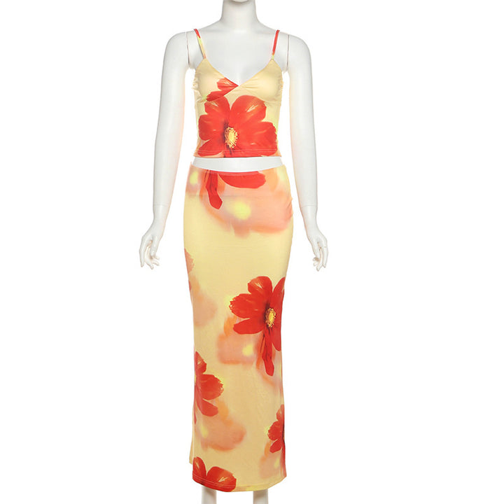 Damen Elegantes Sommerkleid mit floralem Design und schmalem Schnitt Drune