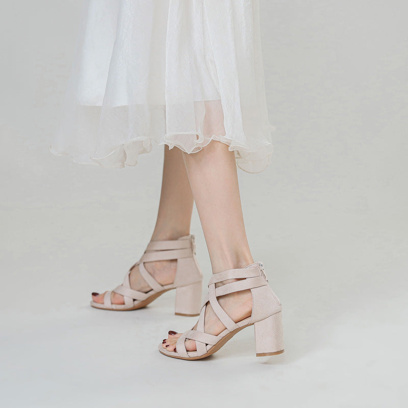 Damen Sandalen mit stylischem Kreuzriemen und komfortablem Blockabsatz Drune