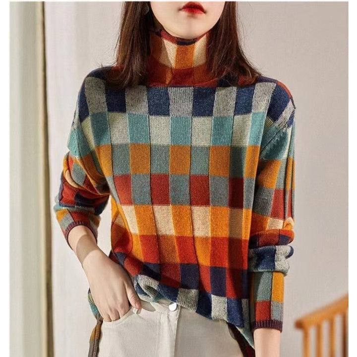 Damen oversized Pullover im Karomuster Drune