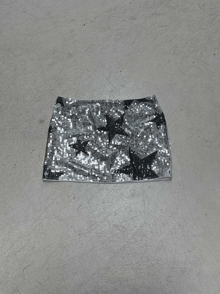 Damen Glitzernder Minirock mit Sternen und funkelnden Pailletten Drune