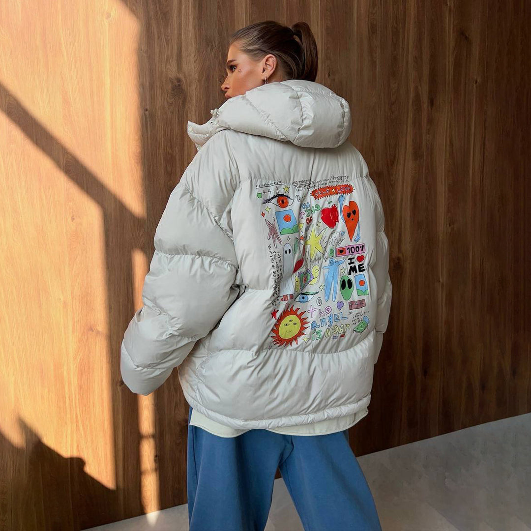 Damen Steppjacke mit kreativem Druckdesign Drune
