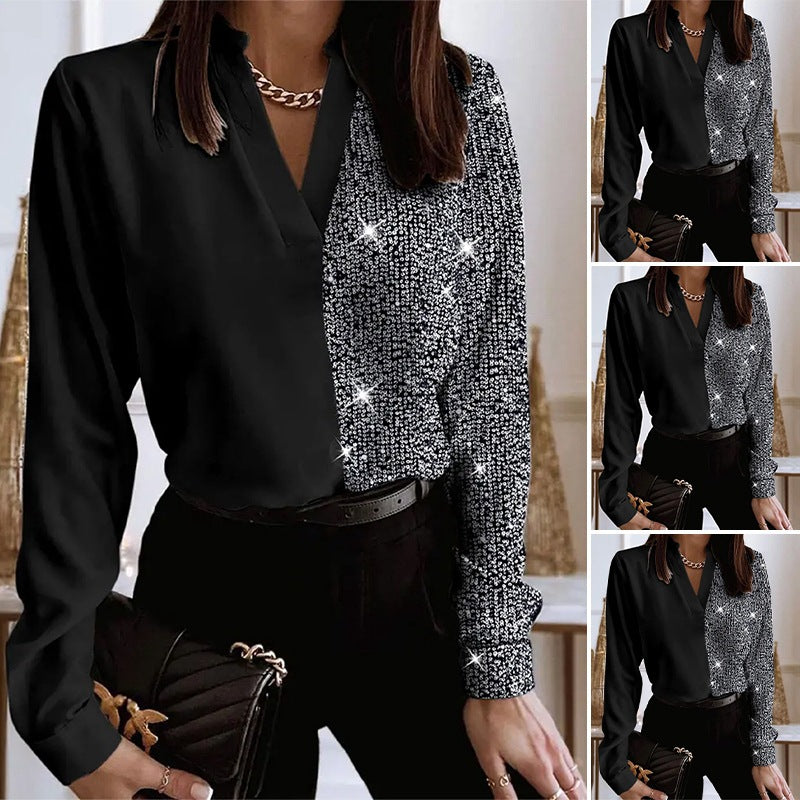 Damen Bluse mit glitzernden Details und modernem Design Drune