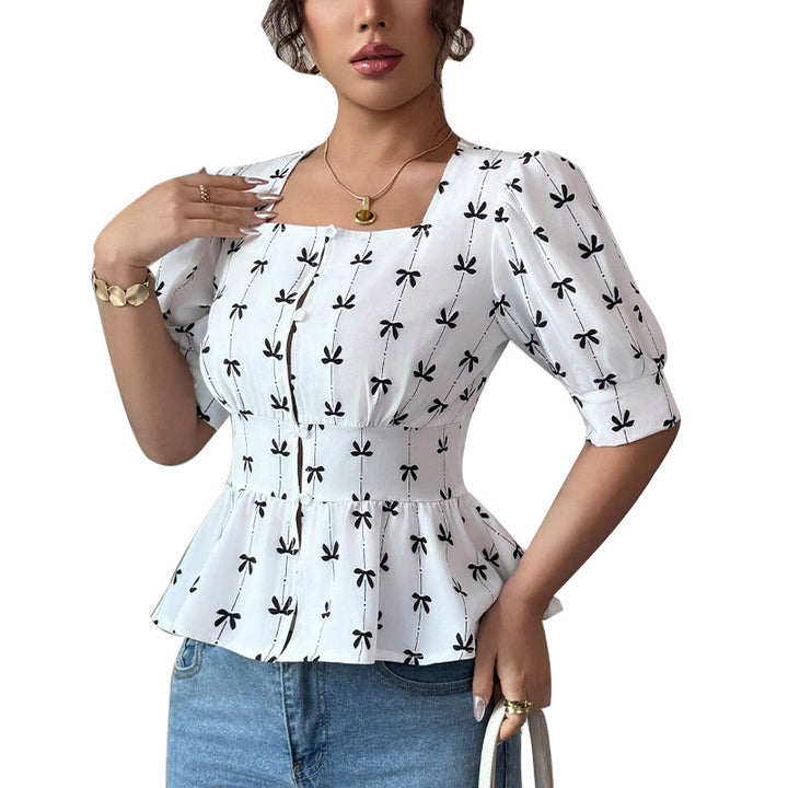 Damen Oberteil mit Puffärmeln und verspieltem Design Drune