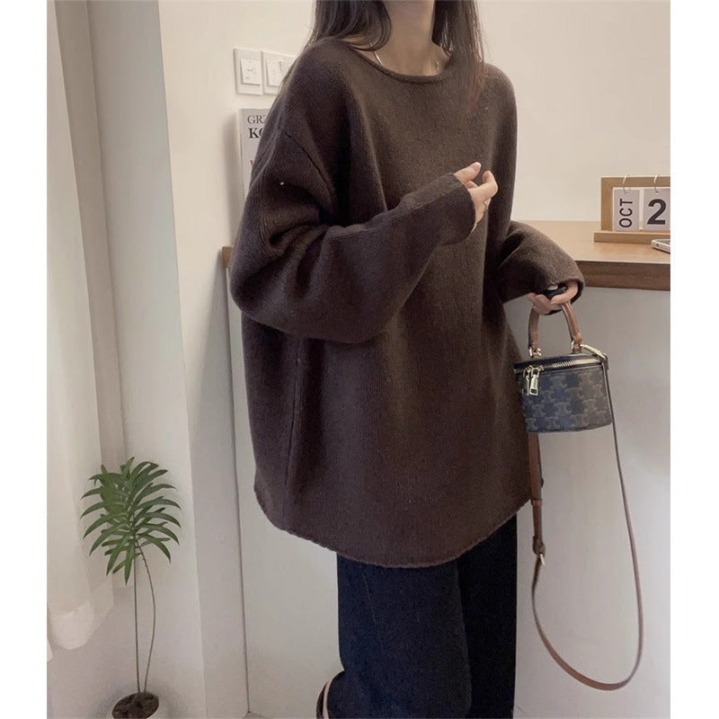 Damen Oversized Strickpullover mit lässigem Schnitt und hohem Kragen Drune