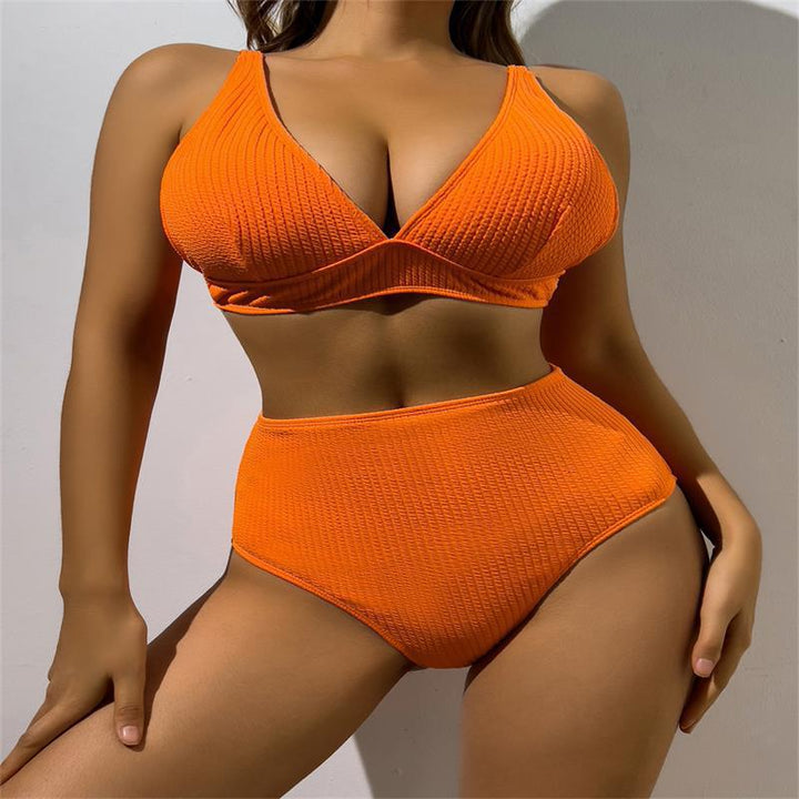 Damen Hochgeschnittener Bikini mit strukturiertem Oberteil Drune