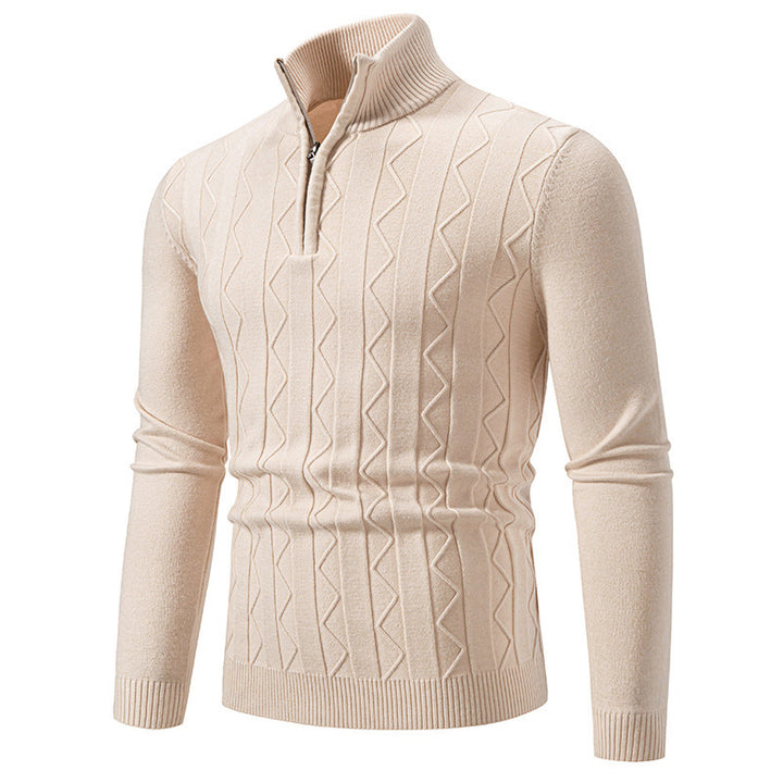 Herren eleganter Rollkragenpullover mit Zopfmuster und hohem Kragen Drune
