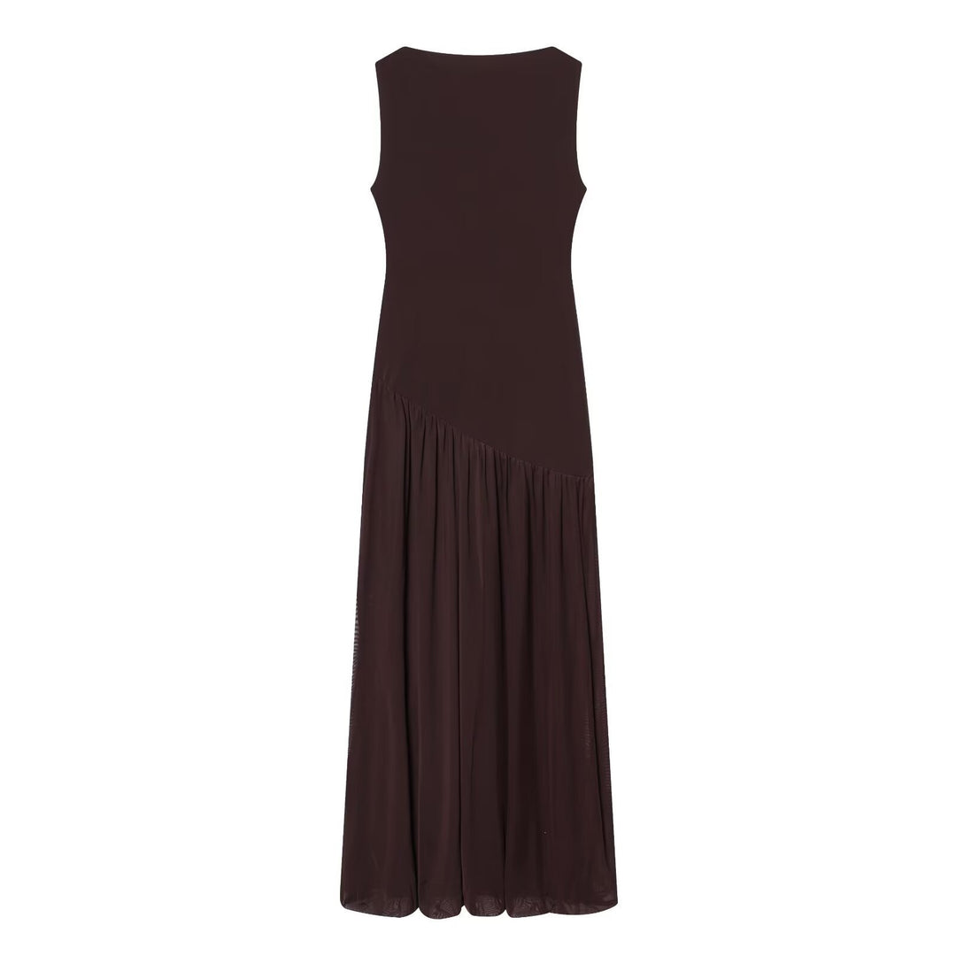 Damen Maxikleid mit elegantem Drapé und asymmetrischem Saum Drune