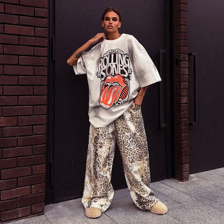 Damen Oversized T-Shirt mit kreativen Grafiken und lässigen Schnitten Drune