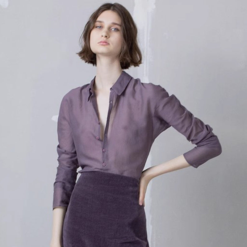 Damen elegante und transparente Bluse Drune