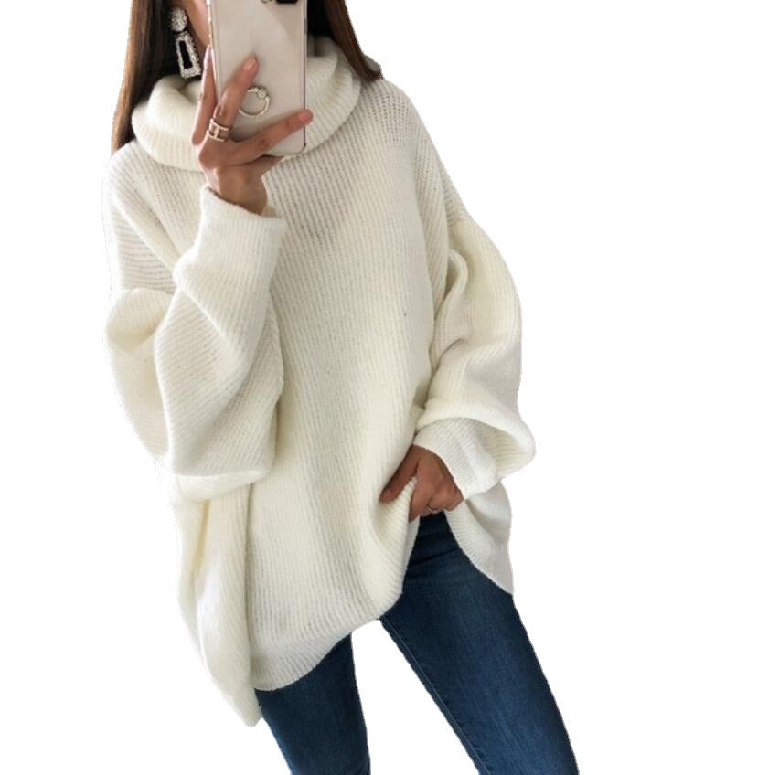 Damen Großer Strickpullover mit hohem Kragen und lässigem Schnitt Drune