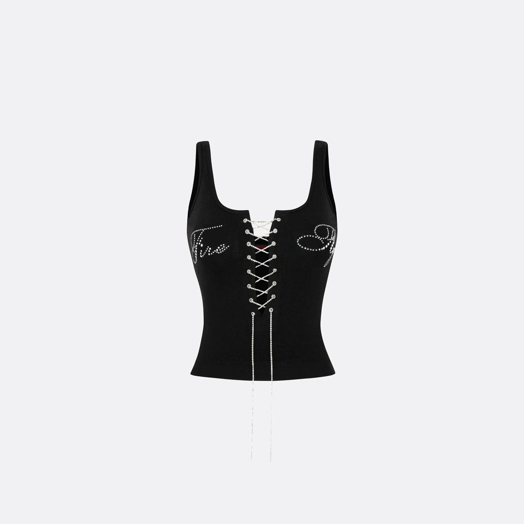 Damen Elegantes Knotentop mit perlenverzierten Details Drune