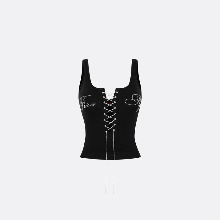 Damen Elegantes Knotentop mit perlenverzierten Details Drune