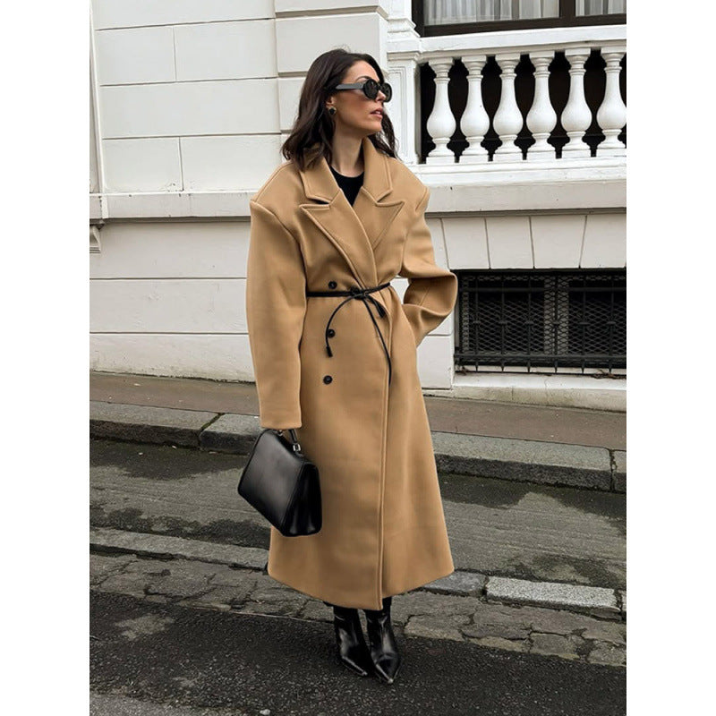 Damen eleganter Wollmantel im modernen Retro-Design Drune