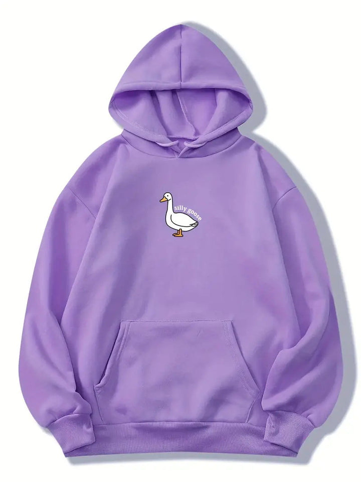 Damen Kapuzenpullover mit kreativem Gänsemotiv und weichem fleece innen Drune