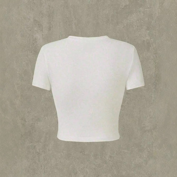 Damen Crop-T-Shirt mit verspieltem Katzenmotiv und Cowboy-Design Drune