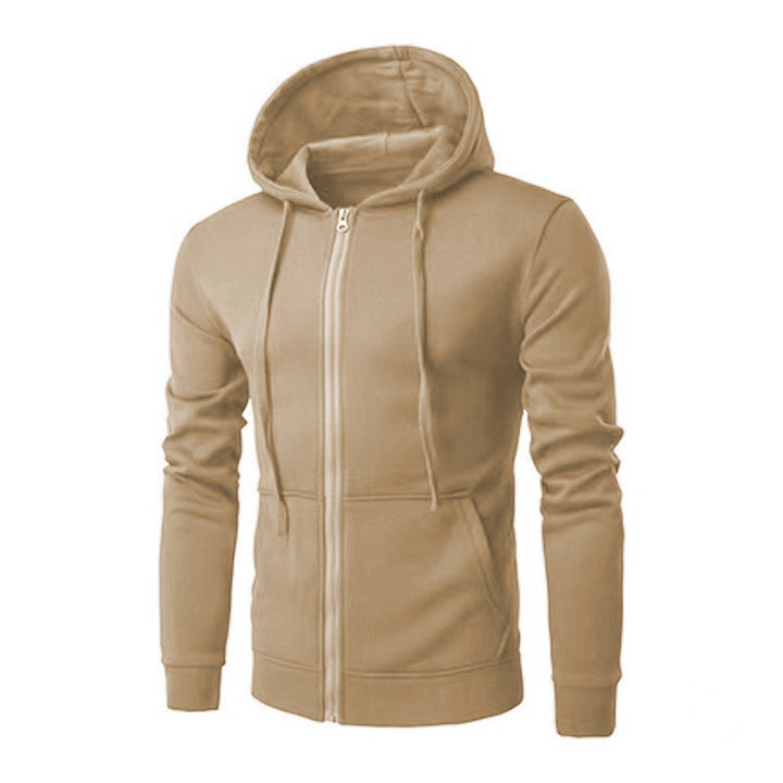 Herren nan schmal geschnittene Zip-Hoodie Jacke mit weichem Fleece-Innenfutter und Kängurutaschen Drune