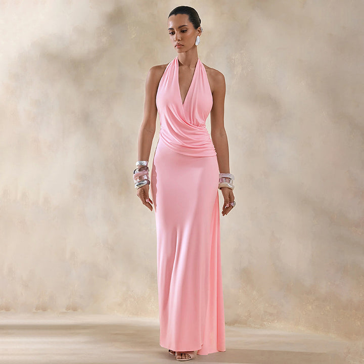 Damen Elegantes Wickelkleid mit tiefem V-Ausschnitt und figurschmeichelndem Schnitt Drune