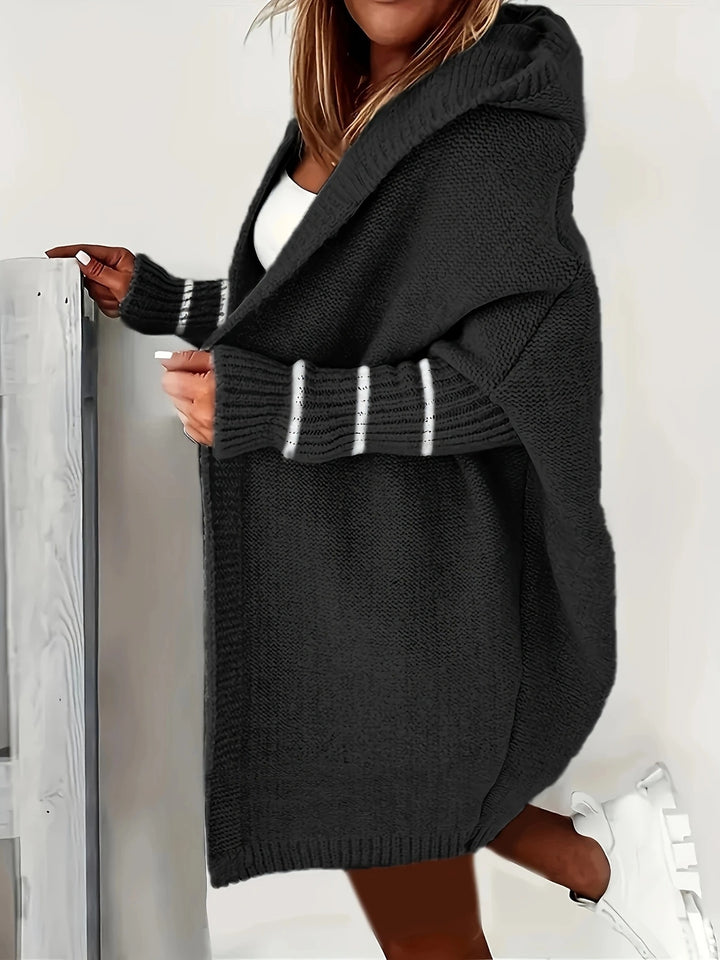 Damen Kuschelige Strickjacke mit Kapuzen und weit geschnittenem Design Drune