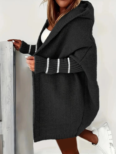 Damen Kuschelige Strickjacke mit Kapuzen und weit geschnittenem Design Drune