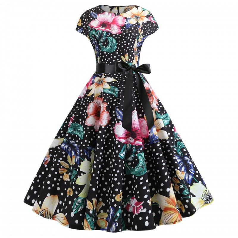 Damen Swingkleid mit floralem Muster und eleganter Taillierung Drune