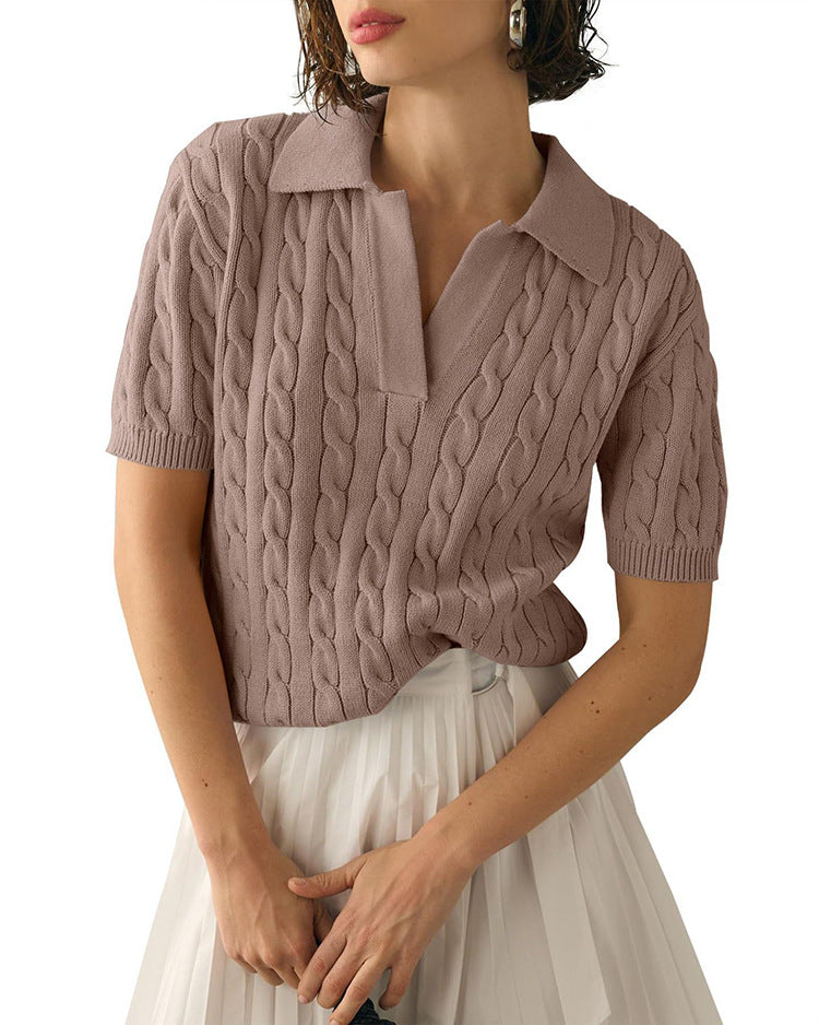 Drune | Polo-Kragen Twist Strickpullover
