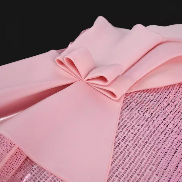 Damen Glitzerndes Abendkleid mit asymmetrischem Design und imposanter Schleifenapplikation Drune