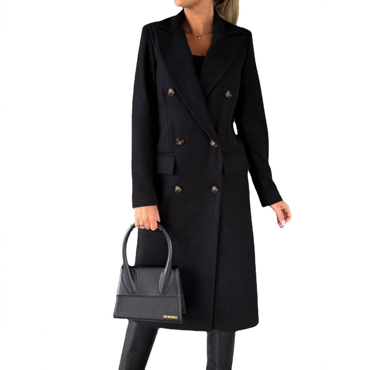 Damen eleganter Wollmantel mit doppelter Knopfreihe und klassischem Schnitt Drune