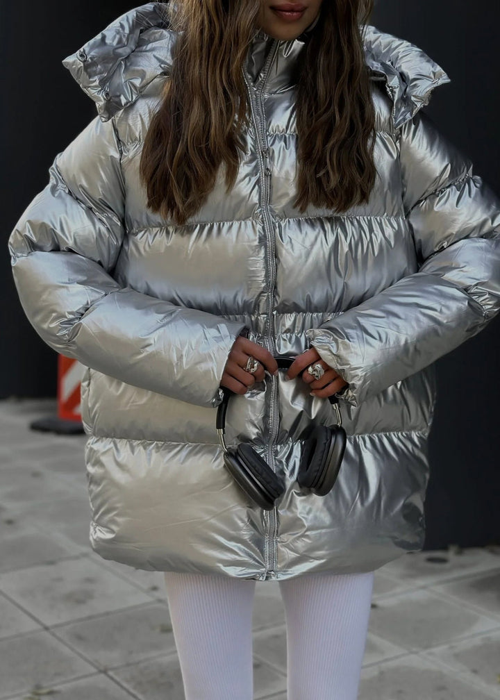 Drune | Silber Übergroße Pufferjacke