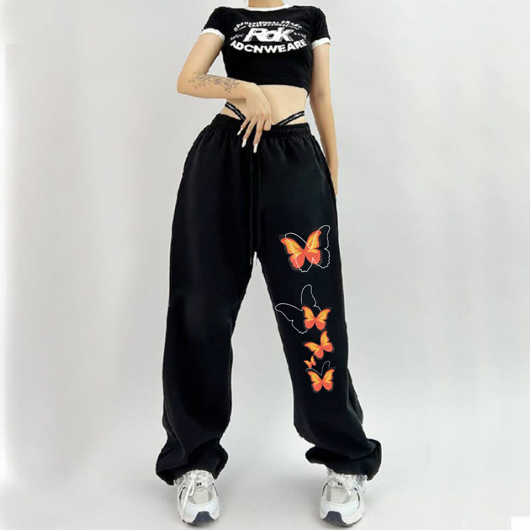 Damen Jogginghose mit buntem Schmetterlingsdesign Drune