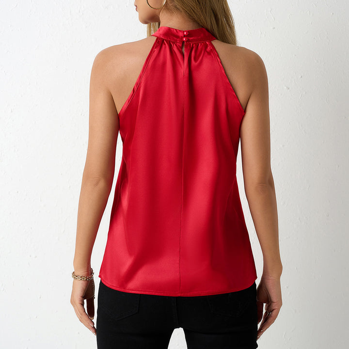 Damen Elegante halterlose Bluse mit Satin-Finish Drune