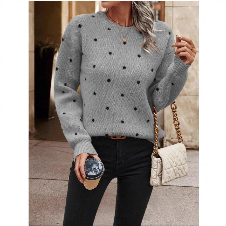 Damen Strickpullover mit Punktmuster und weitem Schnitt Drune