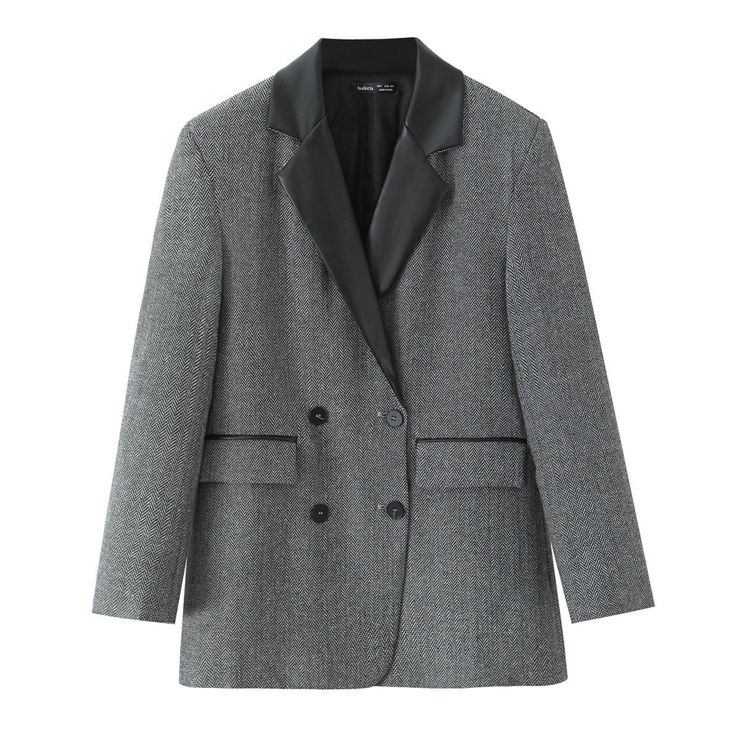 Damen modischer Blazer mit doppelter Knopfleiste und elegantem Revers Drune