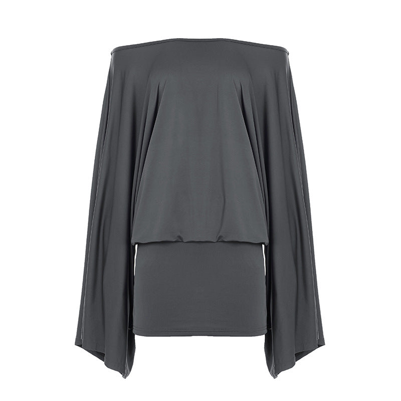 Damen Oversize-Top mit weiten Ärmeln und elastischem Bund Drune