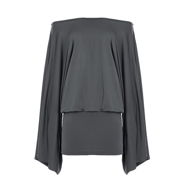 Damen Oversize-Top mit weiten Ärmeln und elastischem Bund Drune